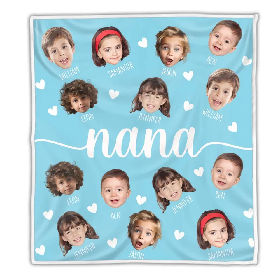 Custom Fleece Blanket With Kids Photo Gift For Grandma