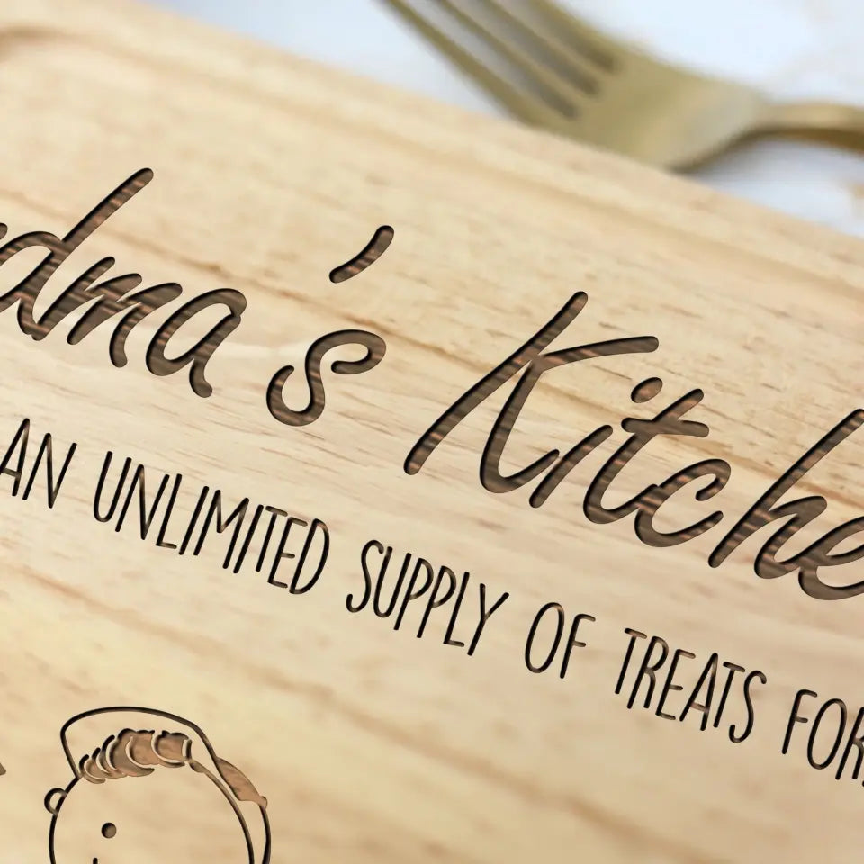 Custom Kid Figure Bamboo Cutting Board Mother's Day Gift