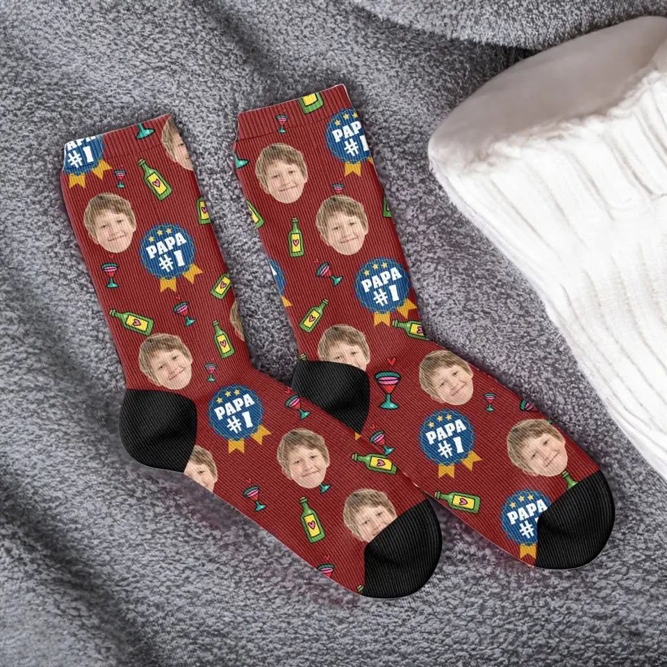 Personalized Father's Day Sock - Custom Kid's Face - Gifts For Dad