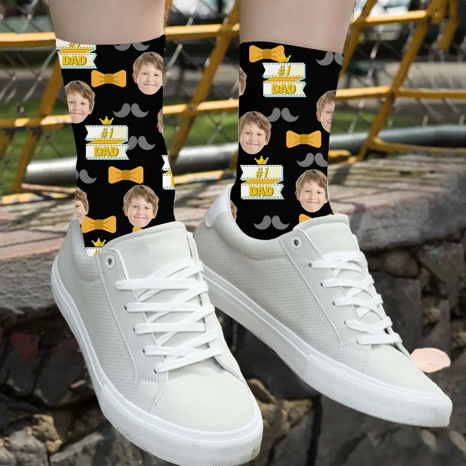 Personalized Father's Day Sock - Custom Kid's Face - Gifts For Dad